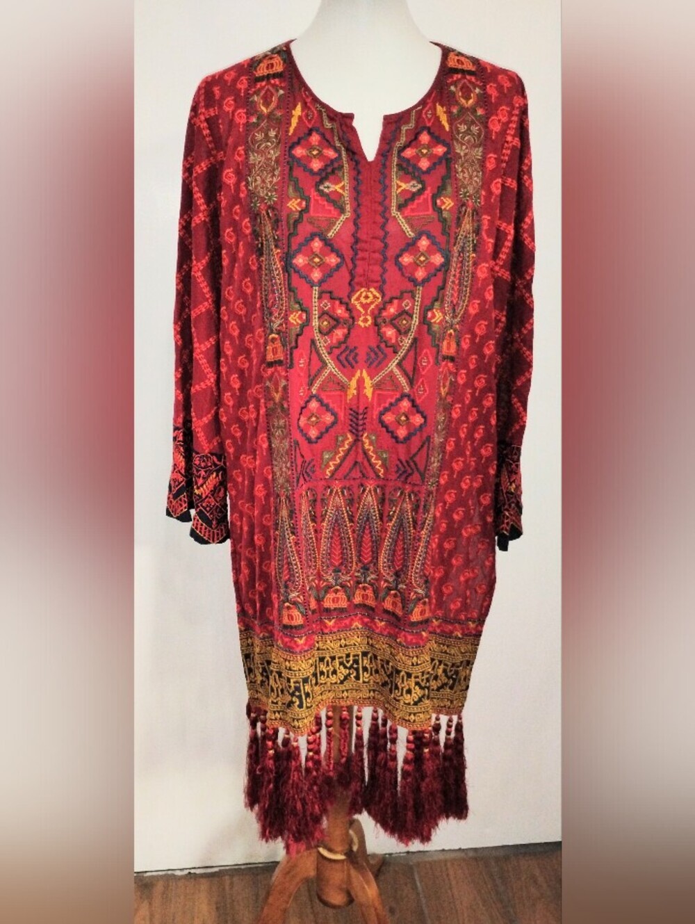 J. PRET EMBROIDERED AND TASSELED TUNIC